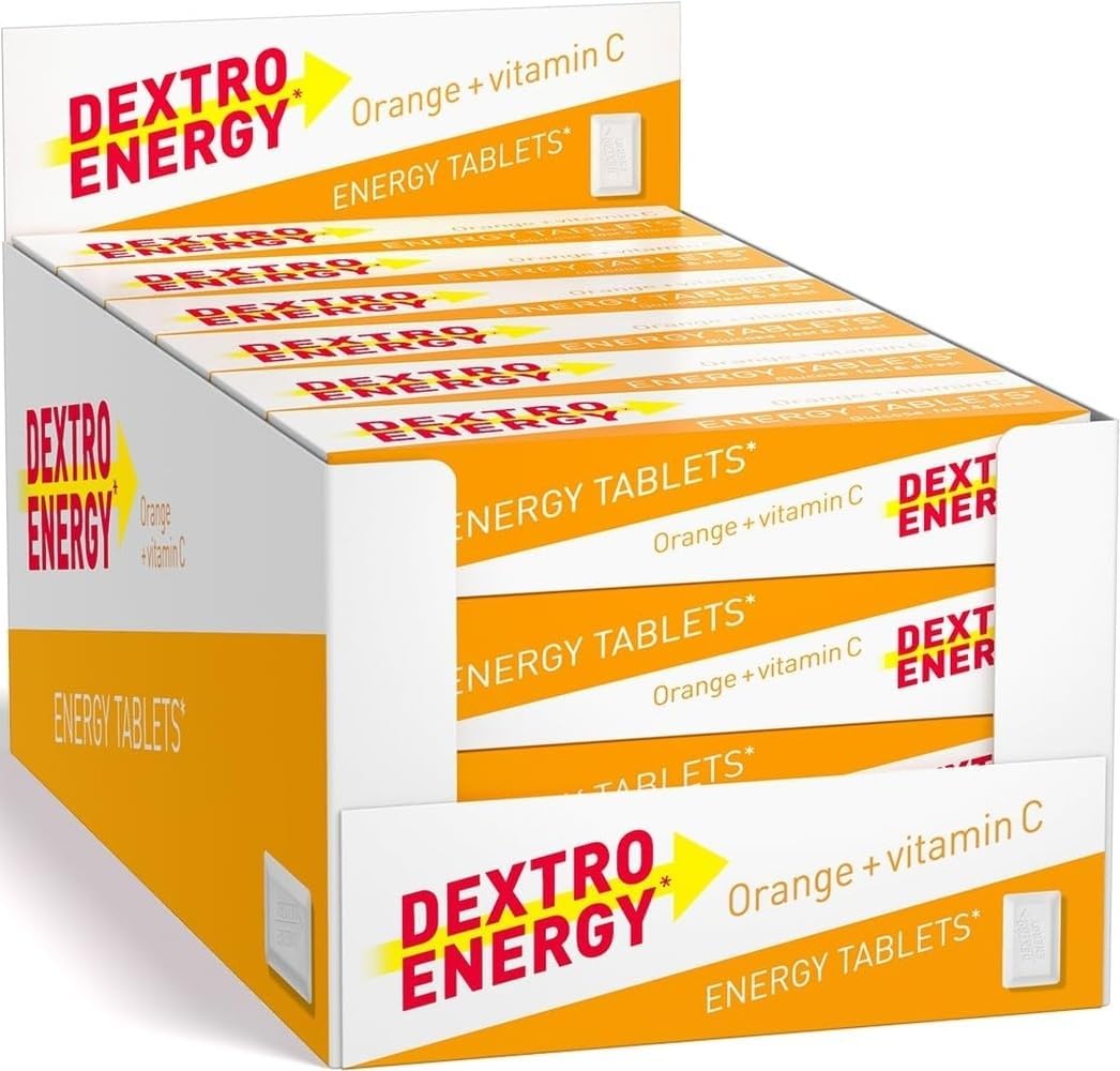 Dextro Energy Orange Glucose Tablets 14 Count (Pack of 24) | Fast Acting Carbohydrates for a Quick Burst of Glucose, with Vitamin C for reduction of tiredness and fatigue