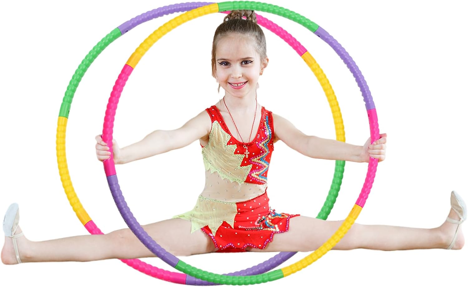 2Pcs 8 Sections Hula Hoop, Small Hula Hoop, Easy To Carry Hula Hoops, Hoola Hoop Suitable for Exercise/Fitness/Training/Sports/Swimming/Dance/Testing/Gaming