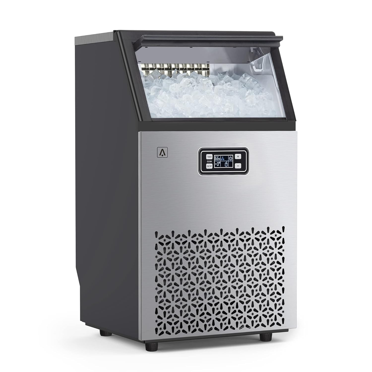 Commercial Ice Maker Machine, 150LBS/24H with 33LBS Ice Storage Bin,Under Counter Ice Maker, Stainless Steel Freestanding Ice Machine with Auto Self-Cleaning for Business Office Home Bar