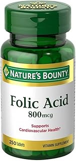 Nature's Bounty Folic Acid 800 mcg Tablets Maximum Strength 250 ea