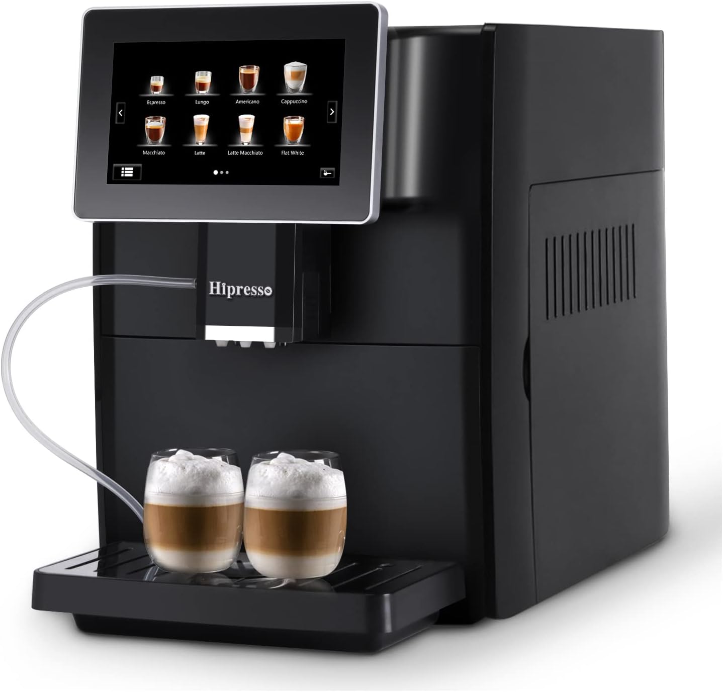 Hipresso Super Fully Automatic Espresso Coffee Machine-7" HD TFT Touchscreen with Milk Frother 19 Bar Pressure