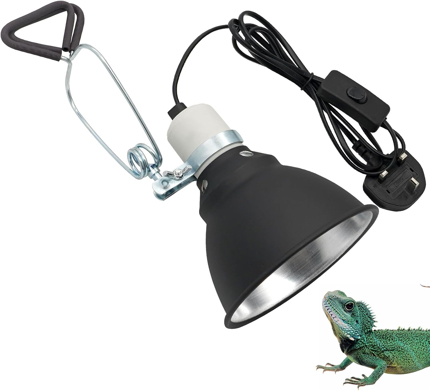 Reptile Light Fixture, 5.5 Inch Deep Dome Reptile Heat Lamp Bulb Light Fixture Terrarium UVB Basking Light Stand for Bearded Dragon Snake Chameleon Lizard
