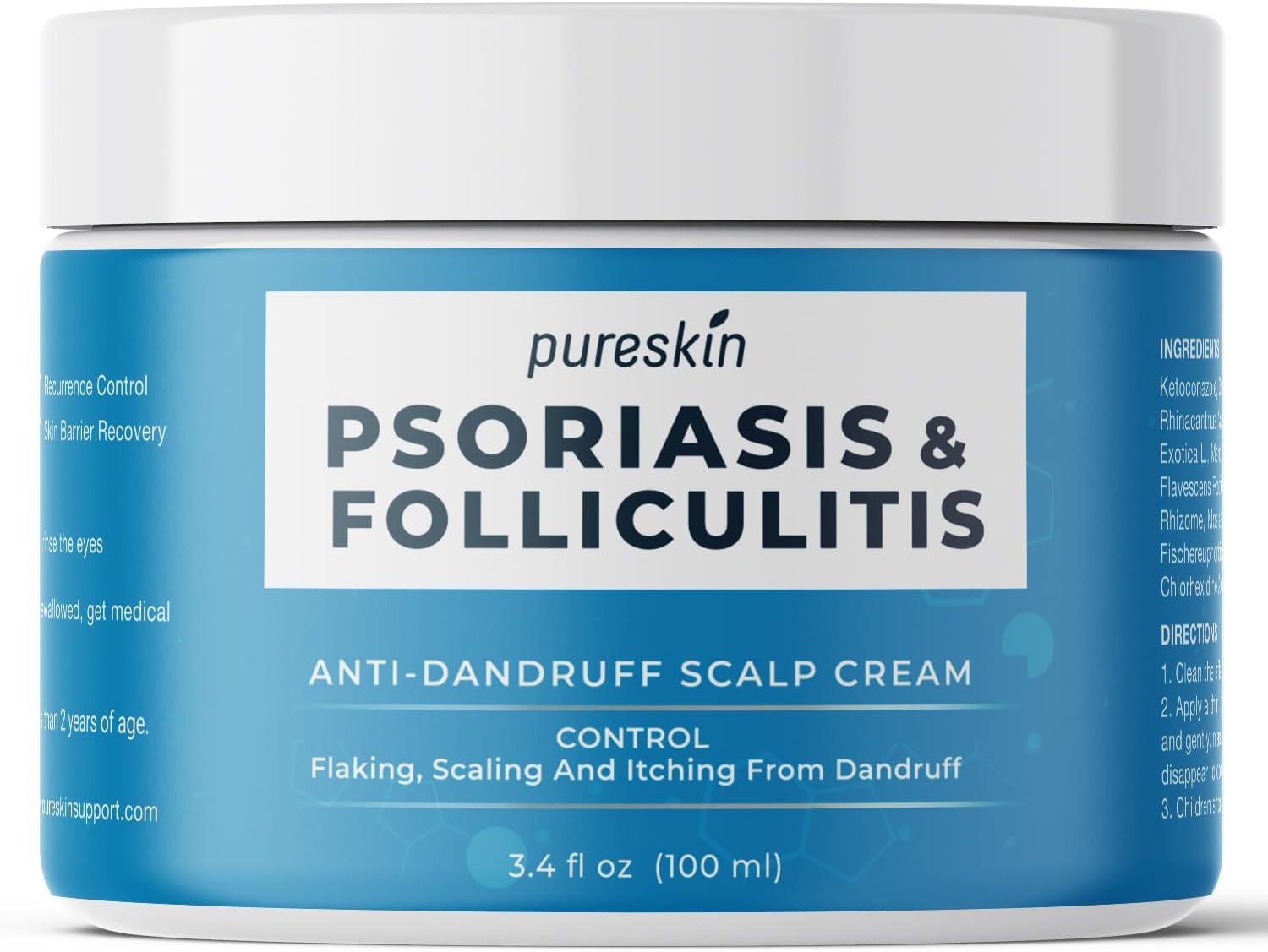 PURESKIN Psoriasis Scalp Treatment Cream - Extra Strength for Scalp Psoriasis Folliculitis - Controls Itching Flaking Stubborn Dandruff 3.4 Oz