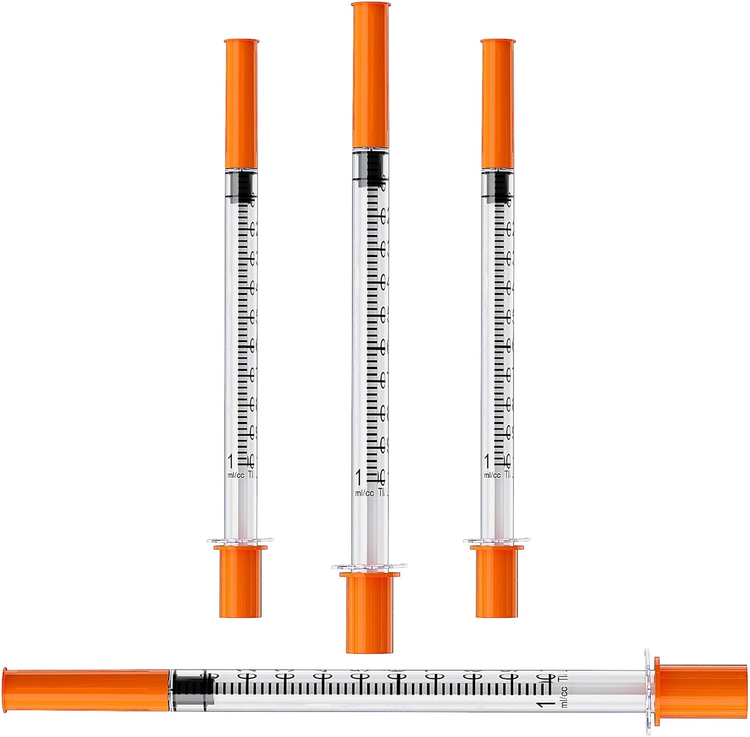 U-100 1mL/cc Lab Syringes with 29G 1/4''(6mm) Needle Disposable Individually Wrapped, Pack of 25