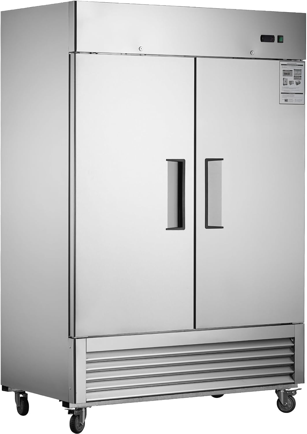 BNSPLY 54" Commercial Refrigerators, Upright Refrigerator with 2 Solid Door, 42 Cu.Ft Stainless Steel Commercial Fridge for Restaurant Bar Garage, 33℉ ~ 39℉, ETL and DOE