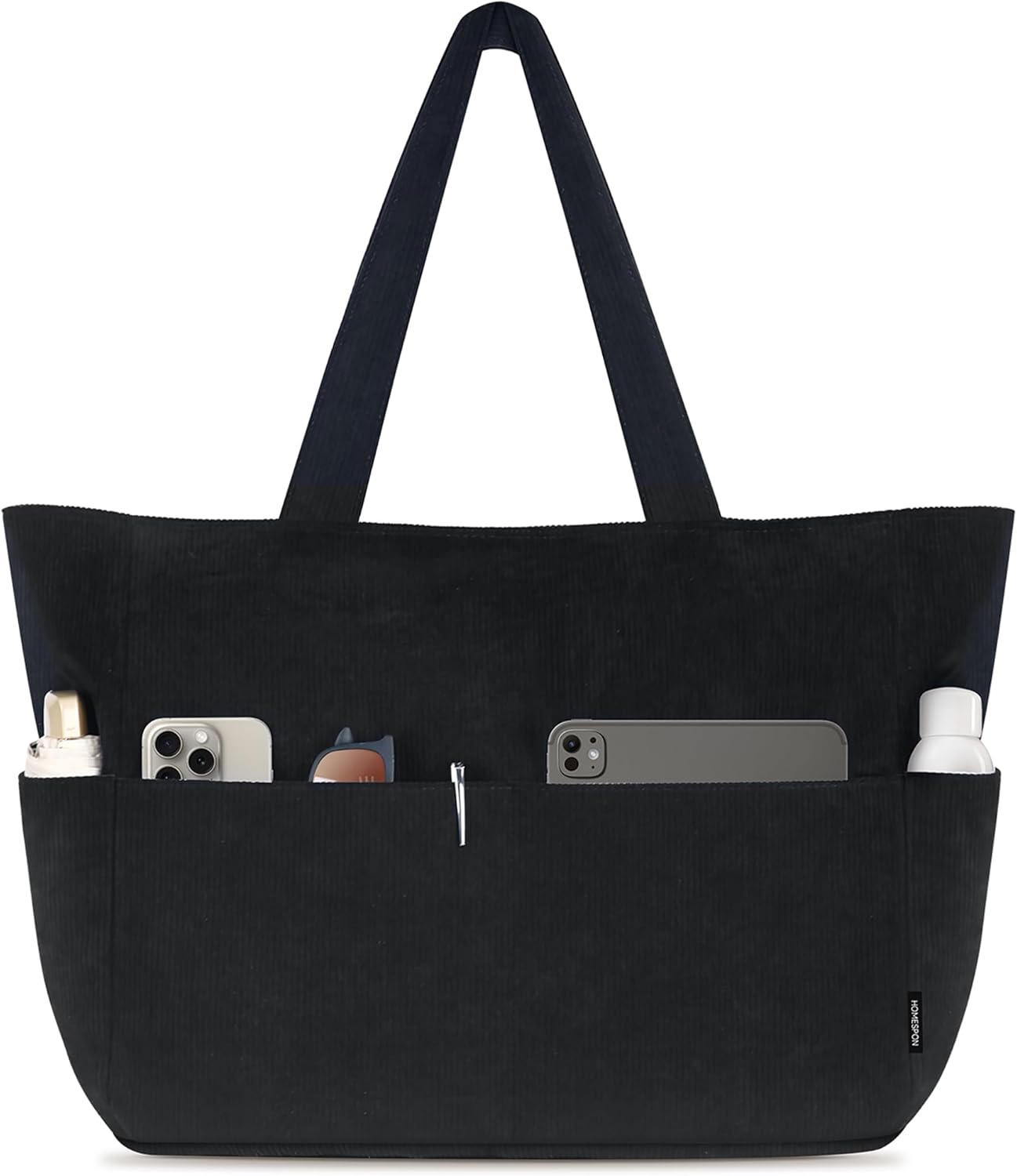 HOMESPON Corduroy Tote Bag for Women with Zipper Large Shoulder Bag Handbag for Work School Shopping Travel Gym