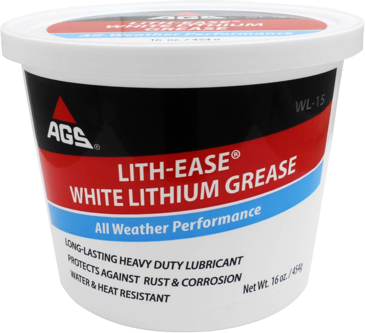 Lith-Ease White Lithium Grease, 16 oz Tub, All Weather Performance, Long Lasting Heavy Duty Lubricant, Water and Heat Resistant, Protects Against Rust and Corrosion