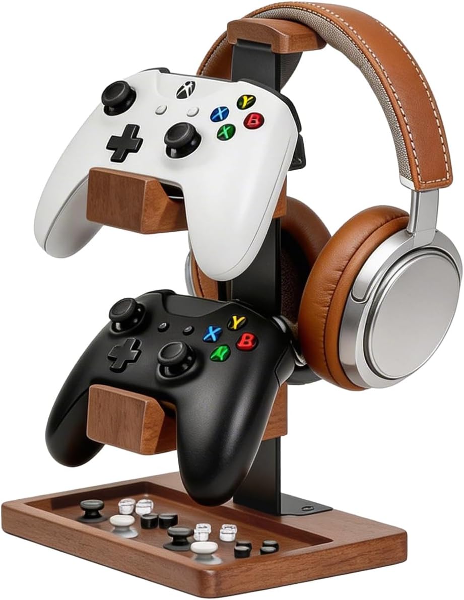 Acidea Controller Holder and Headset Stand, Dual Gaming Controller Stand