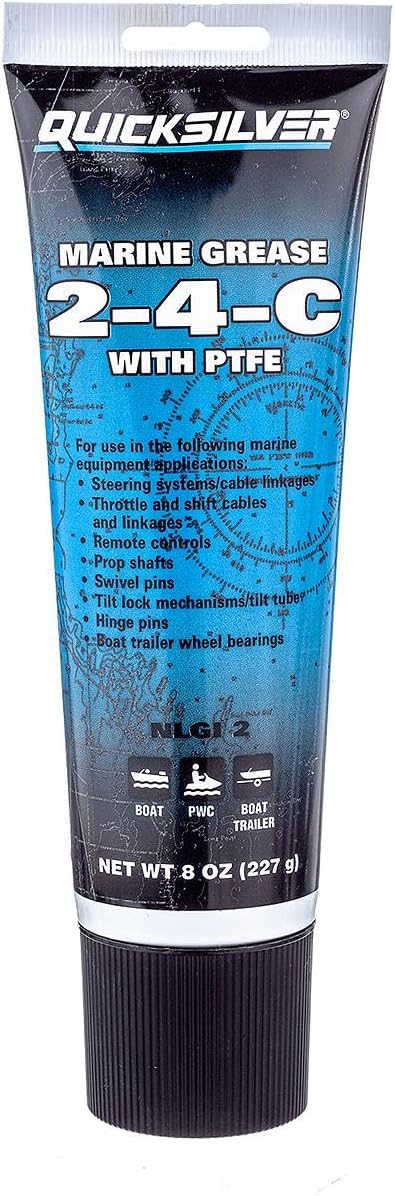 Quicksilver 802859Q1 2-4-C Marine Grease with Teflon, Multi-Purpose Marine Lubricant – 8 oz. Tube