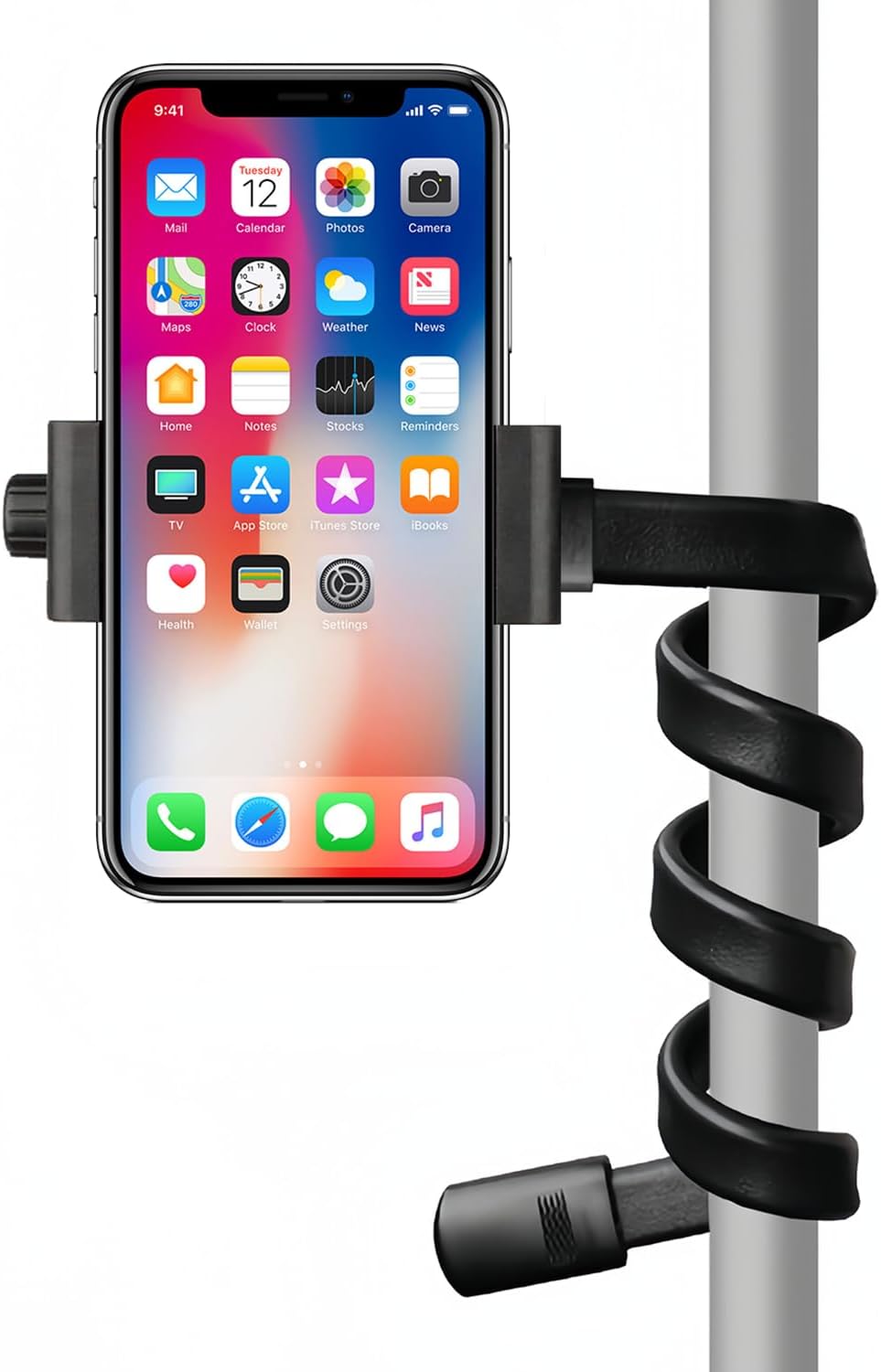 Adjustable Gooseneck Phone Holder - Suitable for Phone Holder for mic Stand，Baby Strollers, Treadmills, Shopping carts, Bicycles, Cars, Boats, and Golf carts
