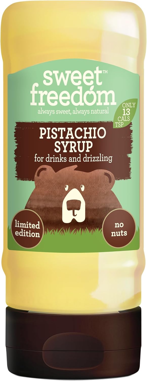 Sweet Freedom Pistachio Syrup - 350 g | Natural Great Taste With Sweetness Derived from Fruit | Ideal for Coffee, Baking & Dessert | No Preservatives or Allergens | Vegan | Only 13 Kcal Per Teaspoon