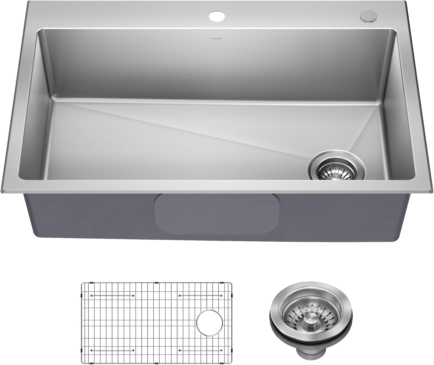 KRAUS Stainless Steel 33 in 18 Gauge Drop In Kitchen Sink KHT640-33