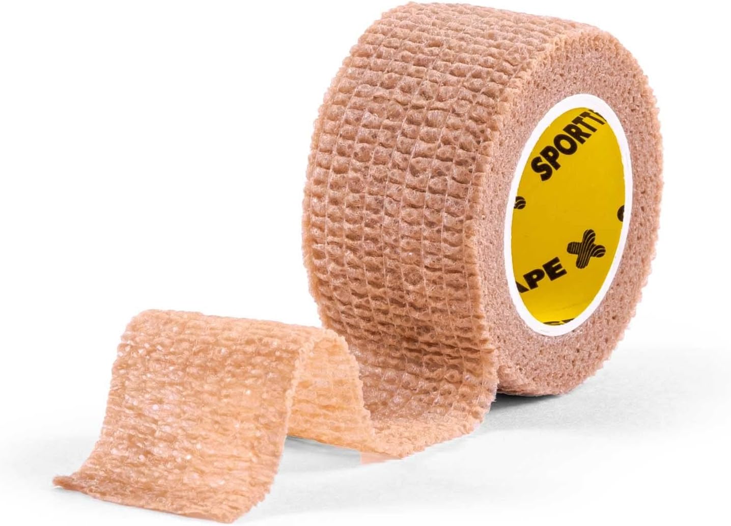 SPORTTAPE Cohesive Finger Tape - 2.5cm x 4.5m | Compression Bandage - Beige | Self-Adhesive Wrap | Thumb Tape, Toe Tape, Goalkeeper Finger Tape | First Aid Tape & Medical Tape - Single Roll