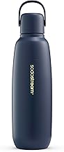 sodastream - Fizz & Go Cool Bottle | Stainless Steel Carbonating Water Bottle | Keeps Drinks Cold 12 Hrs | Cupholder Friendly | Compatible with Pink CO2 cylinder machines | Storm color | 30.4 oz