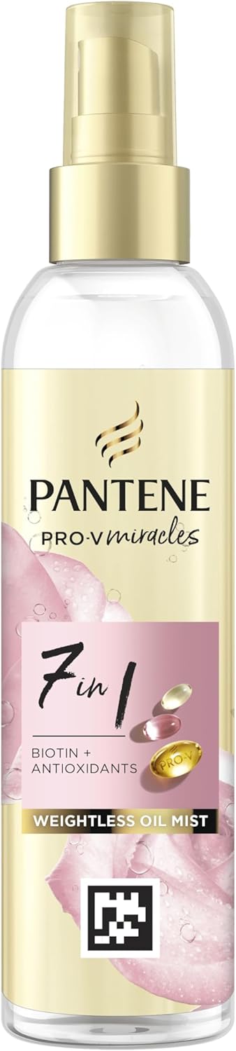 Pantene Hair Oil and Heat Protection Spray, Leave In Conditioner Detangling Hairspray Treatment With Biotin, Tames Frizz and Protects Against Split Ends, 145ml