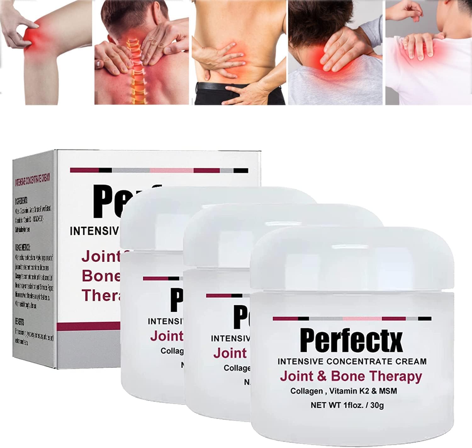 3PCS Perfectx Joint & Bone Therapy Cream, 30g Joint and Bone Therapy Cream, Intensive Concentrate for Joint & Muscle Recovery, Pain Relief Cream for Back, Neck, Hands, Ankle, Feet