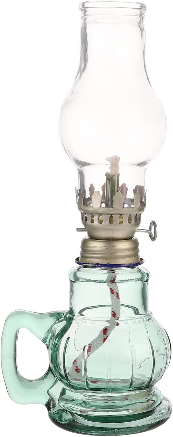 STOBOK Glass Kerosene Lamp,Chamber Oil Lamps Clear Kerosene Lamp for Indoor Use Classic Retro Hurricane Lantern Decoration for Outdoor Camping