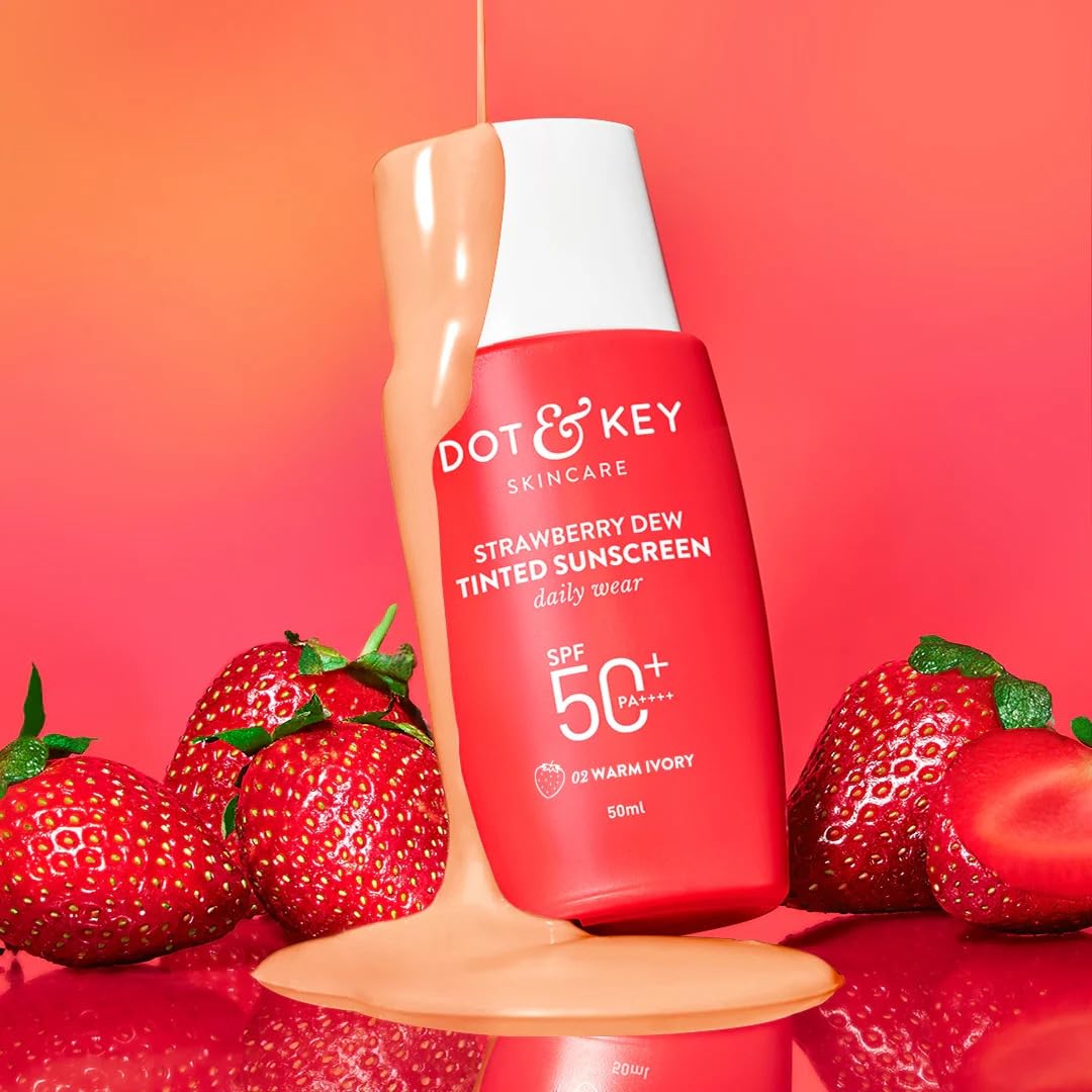 Dott & Keyy Tinted Sunscreen Foundation, SPF 50+ PA++++, Strawberry Dew (Warm Ivory Light Medium - 02, 1.7 fl.oz.)