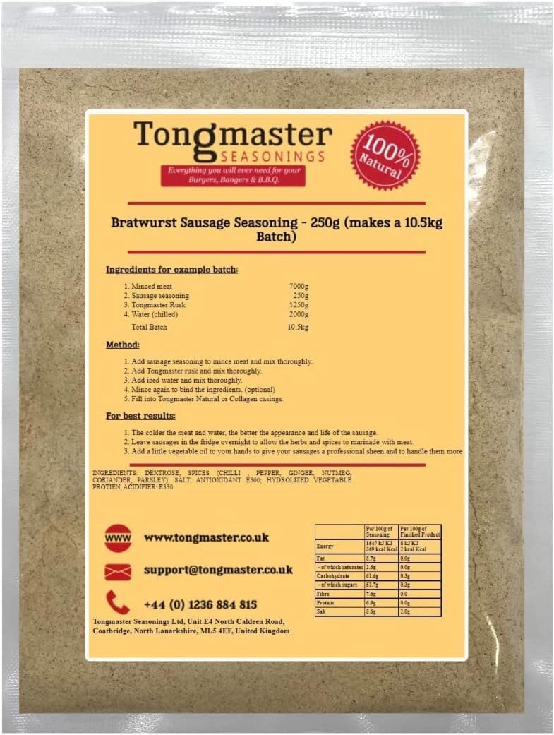 Tongmaster Bratwurst Sausage Complete Mix 250 g (Pack of 2)
