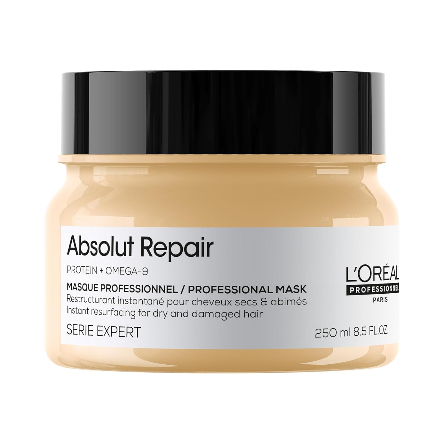 L'Oreal Professionnel Paris Absolut Repair Hair Mask - Nourishing Protein Treatment, Repairs and Softens Medium to Thick Dry, Damaged Hair, Adds Shine