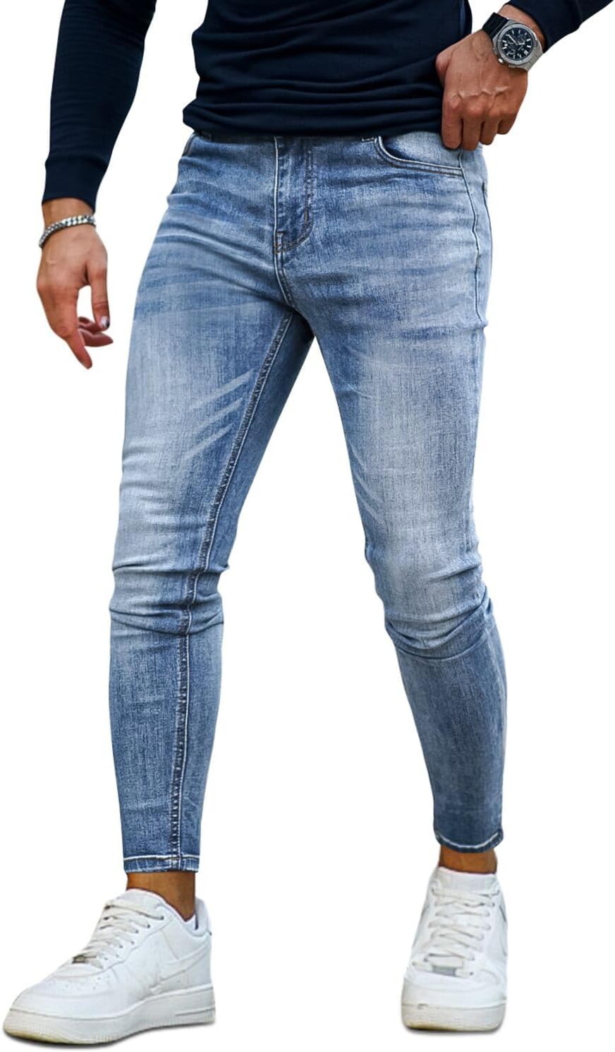 GINGTTO Mens Skinny Jeans Stretch Slim Fit for Men Classic Denim Casual Pants with Pockets