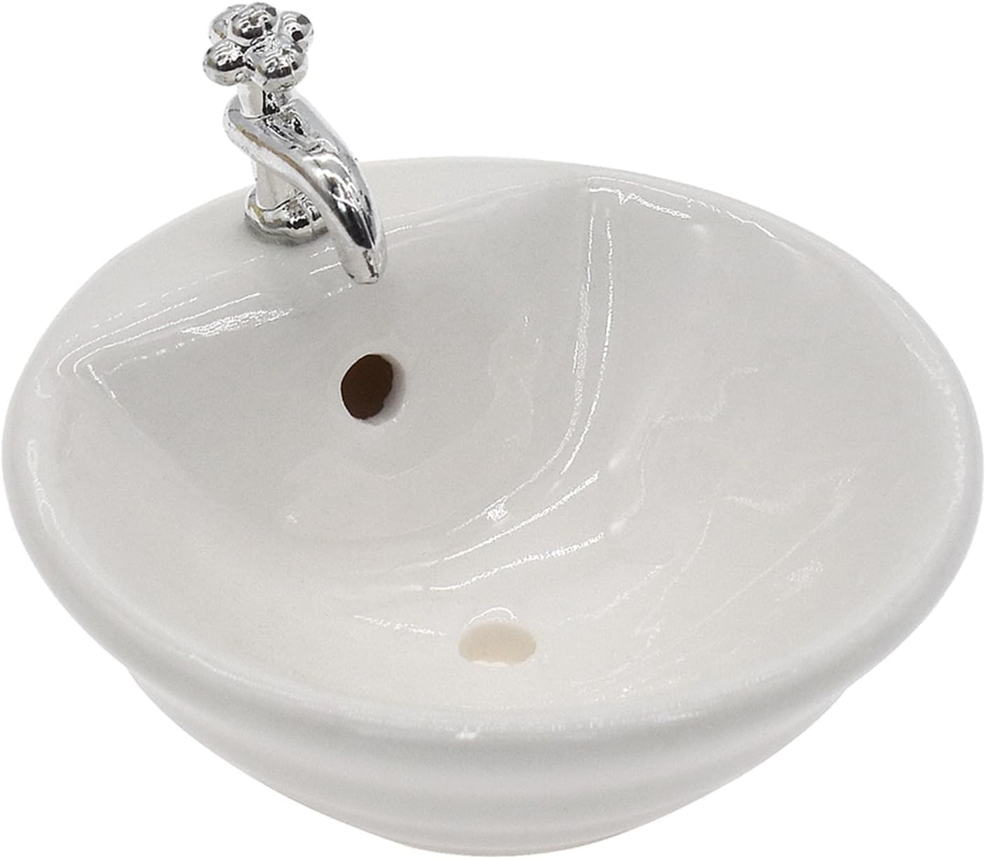 White Dollhouse Wash Basin Wide Application Exquisite 1:12 Scale Doll House Furniture Sink for Entertainment Round DIY Accessories