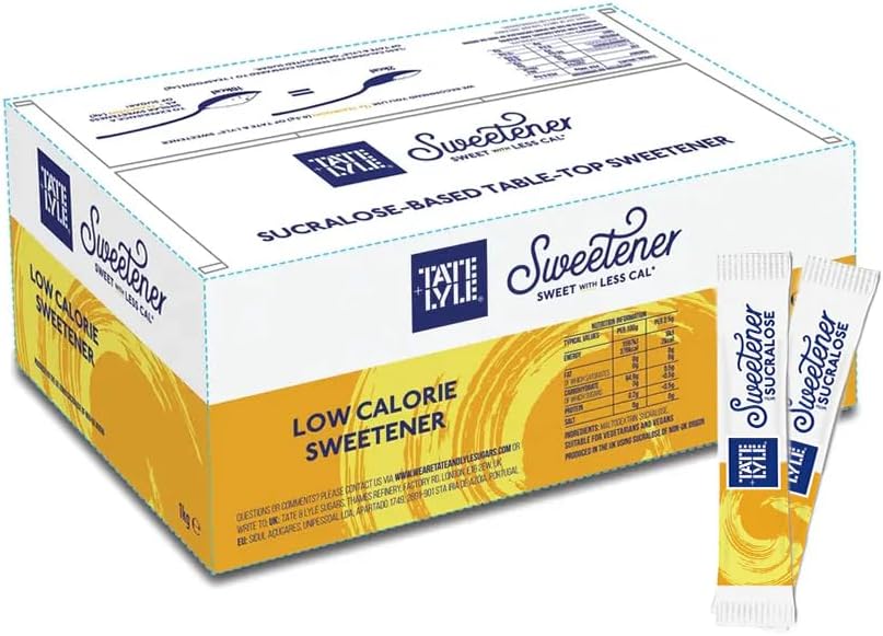 Tate & Lyle Sucralose Sweetener Sticks – 1000 Pack, Low Calorie, Sugar Alternative - Individually Wrapped Portions for Tea, Coffee & Hot Drinks