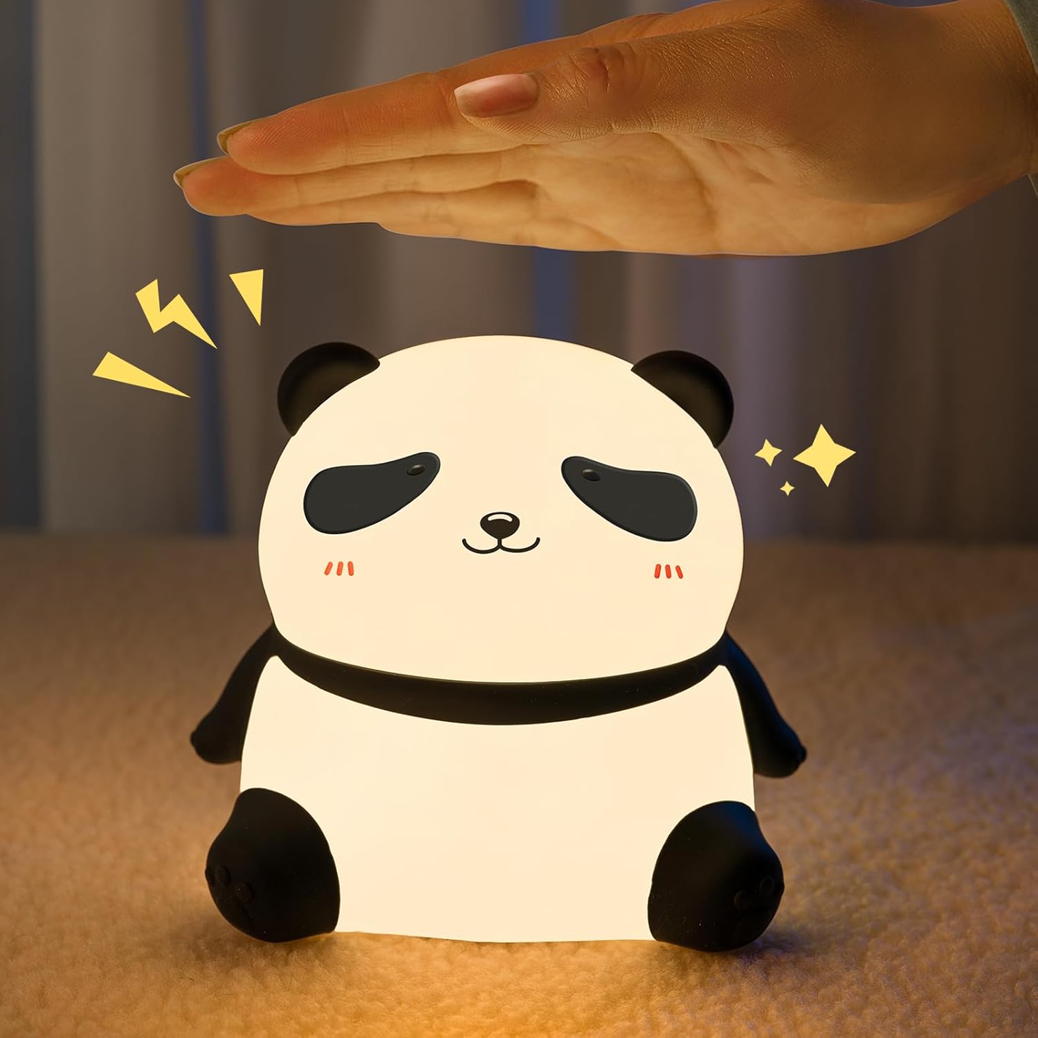 Panda Night Light, Squishy Light for Kids, LED Cute Toddler Night Light for Kids Room, 3 Level Dimmable Nursery Nightlights for Breastfeeding, Silicone Animal Night Lamp for Bedroom, Kawaii Room Decor