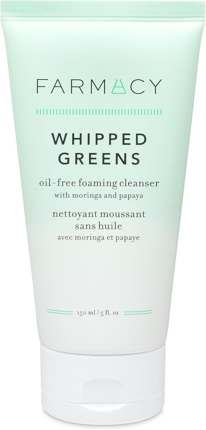 Farmacy Whipped Greens Face Wash - Oil Free Foaming Facial Cleanser for Combination and Oily Skin (150ml)