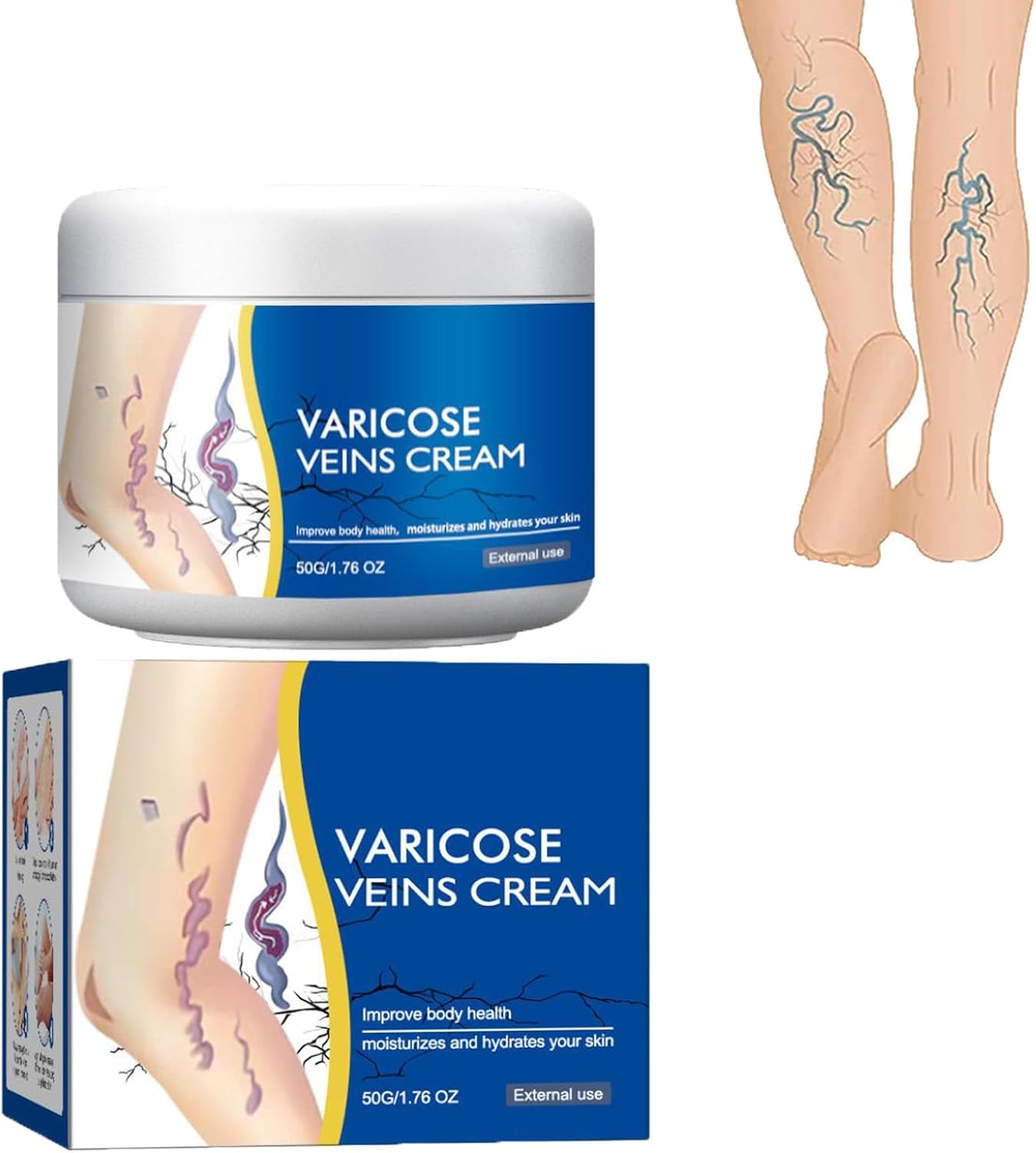 Varicose Veins Cream,Varicose Vein Removal Cream,Vein Relief Cream,Improve Blood Circulation,Tired and Heavy Legs Relief (1pcs)