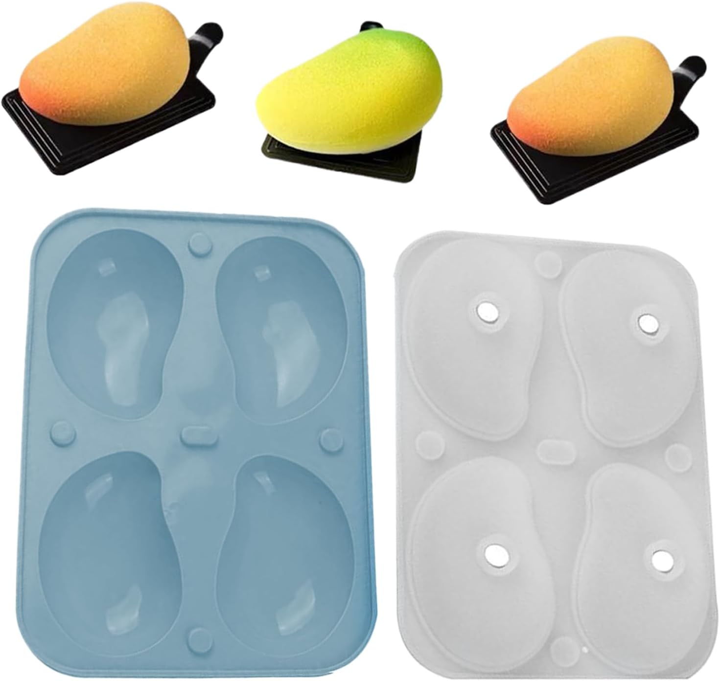 Silicone Mousse Mold - Pudding Mould Mango Shape 3D,4-Cavity Easy Demoulding Cake Moulds for Jelly Pudding Chocolate Home Kitchen Cooking Class Instructors Wedding