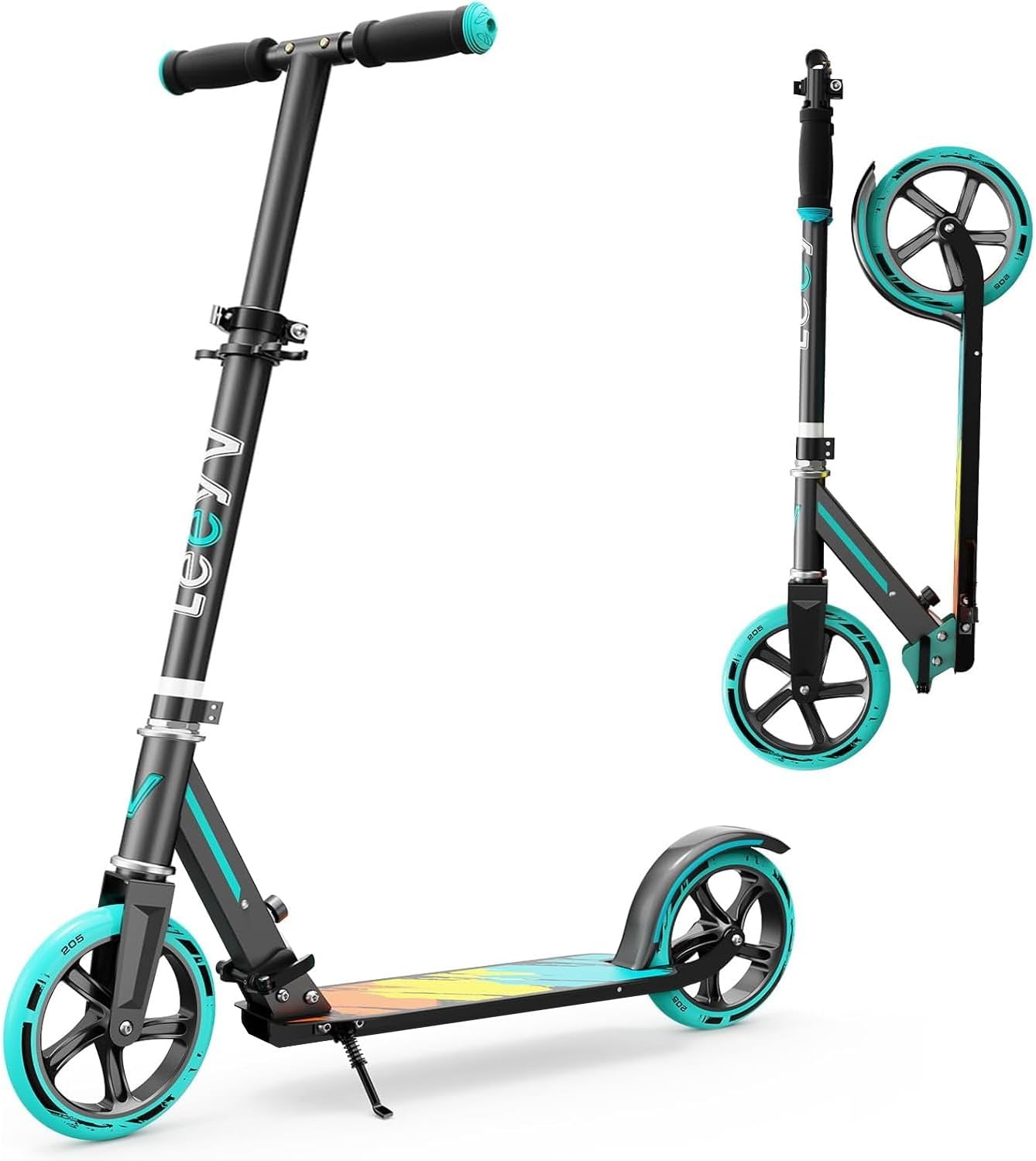 Scooter for Kids 6–12 & Adults, Max Load 240 LBS, Adjustable Height,Lightweight 2-Wheel, Foldable Kids Scooter with Big Wheels