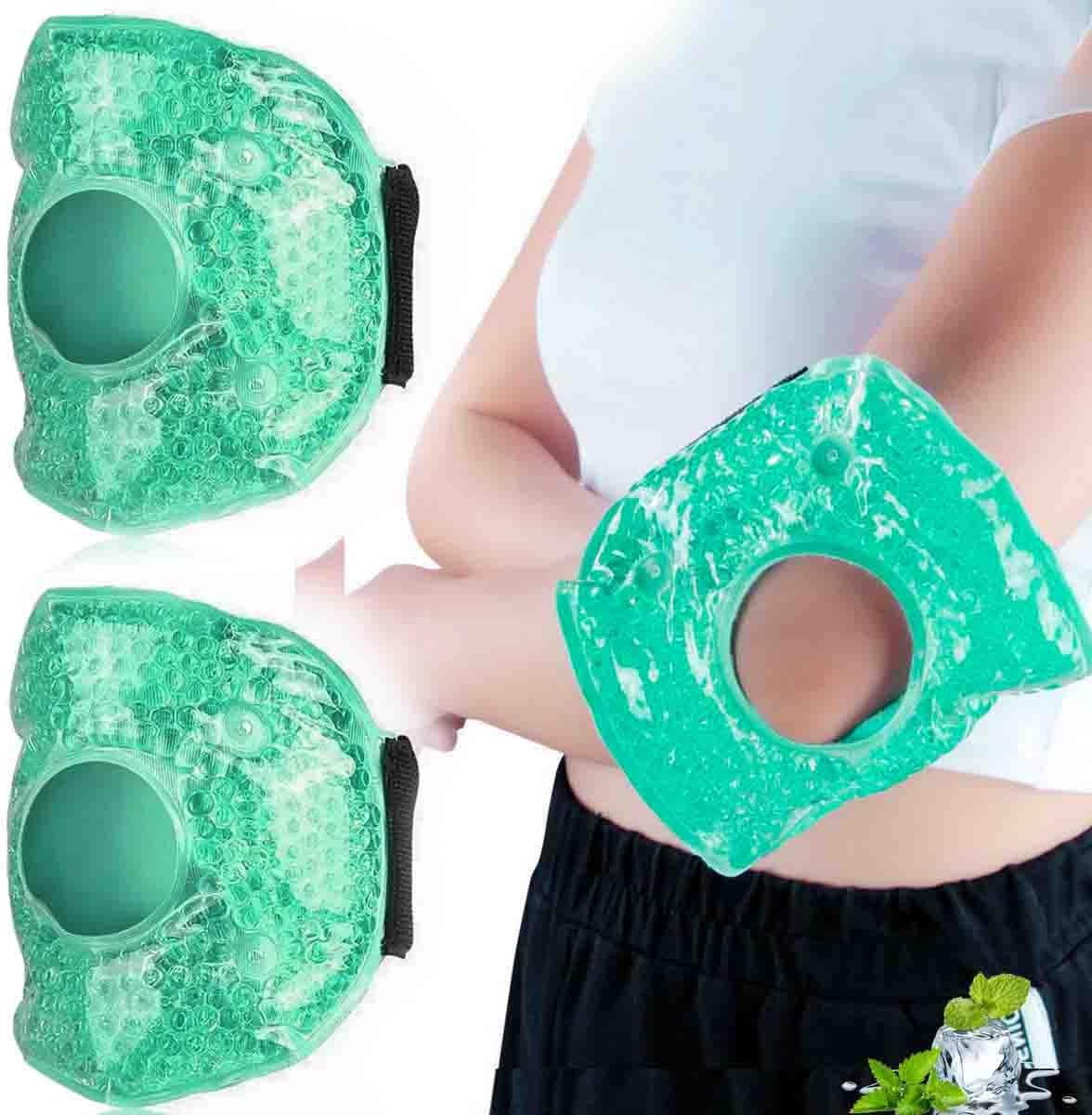 Couleurs Cooling Knee Brace Adjustable, Ice Pack for Knee Injuries, Reusable Hot Cold Therapy Wrap for Joint Pain Arthritis Meniscus Tear, Sprains & Swelling, 2 Packs (Green)