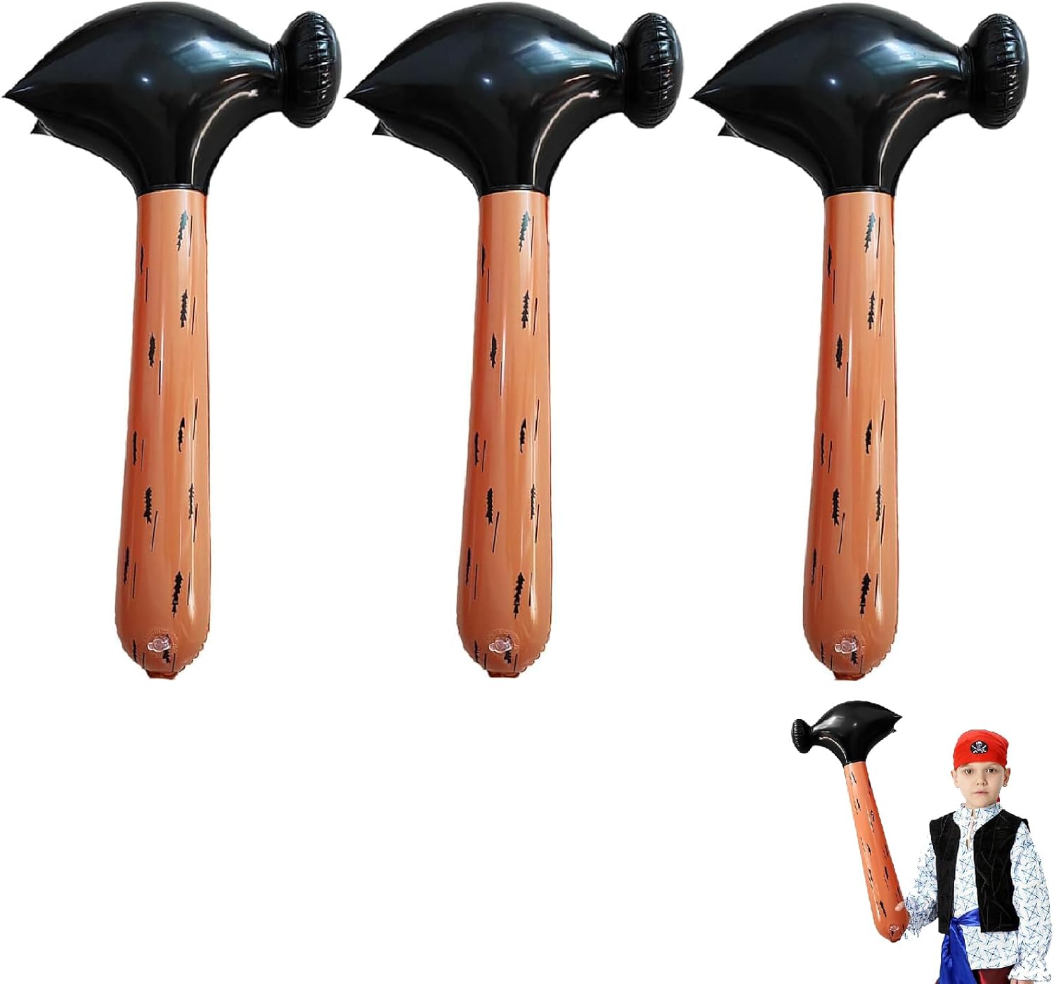 PRVCFZ 3 PCS Inflatable Toy Hammer, Blow Up Inflated Pool Bath Seaside Crazy Fun Toy Party Game for Adult Children (Color: Brown)