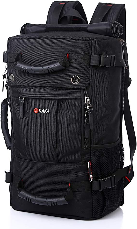 KAKA Travel Backpack,Carry-On Bag Water Resistant Flight Approved Weekender duffle backpack Rucksack Daypack for Men Women (Black)