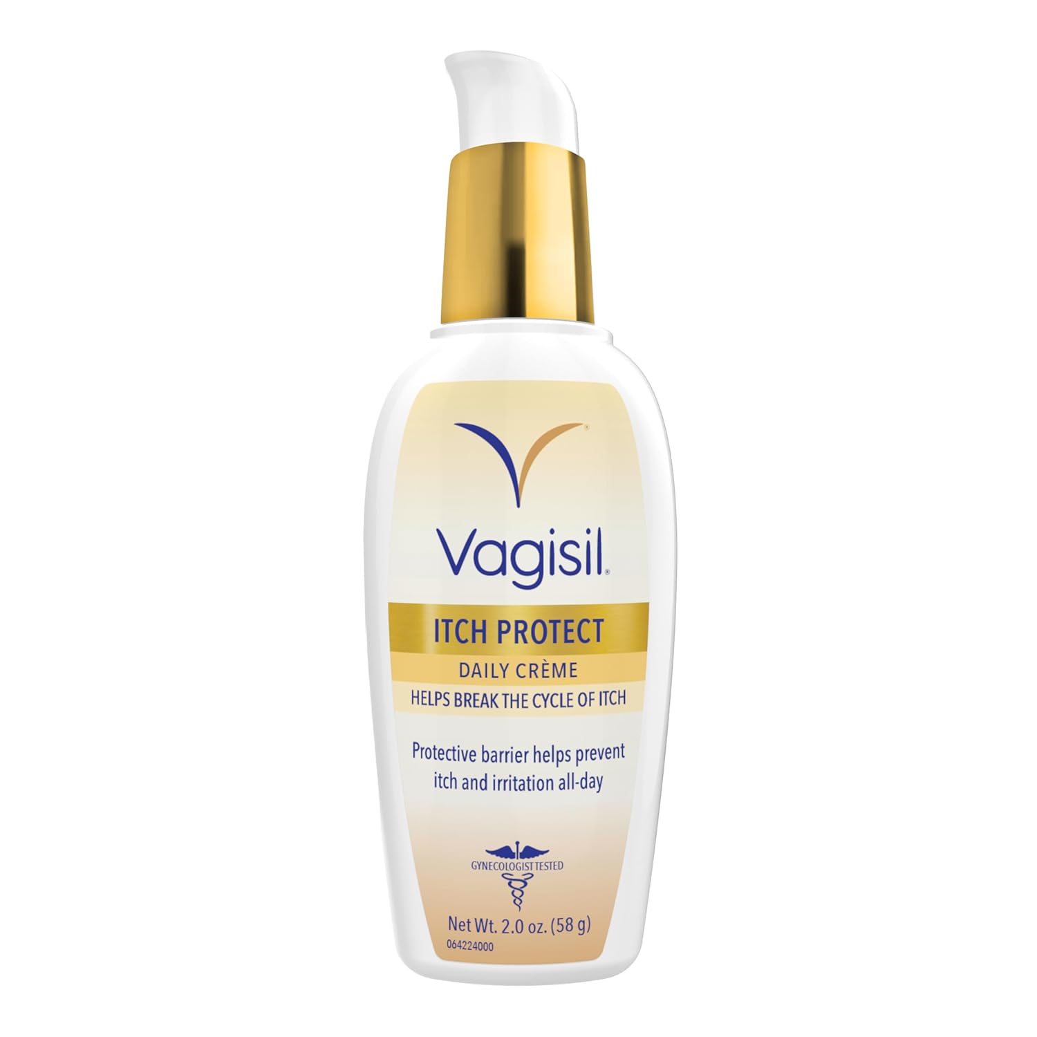 Vagisil Itch Protect Daily Creme with Prebiotic Oatmeal, Fragrance-Free Protective Formula with Shea Butter and Sunflower Oil, pH Balanced Fast-Absorbing Moisturizer, Hypoallergenic, 2 oz