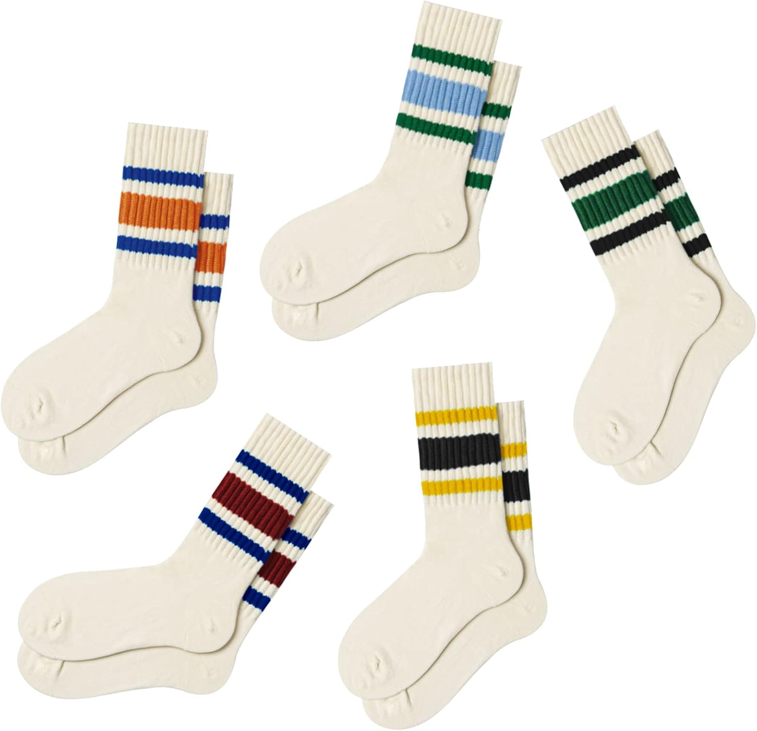 Fun Novelty Striped Retro Crew Socks For Women Sporty Calf Casual Cotton Socks Women
