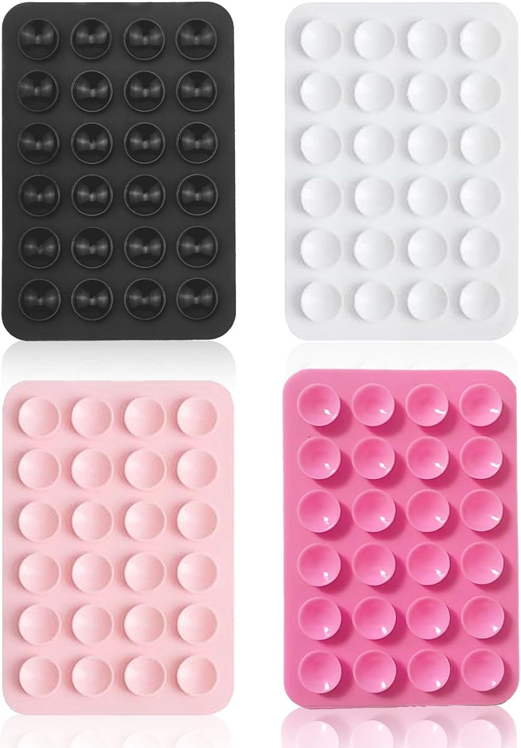 Vilboce 4 Piece Cell Phone Suction Cup,Silicone Suction Cup Cell Phone, Adhesive Back,For Mobile Power Cellphones Selfies and Videos (Black white Pink)