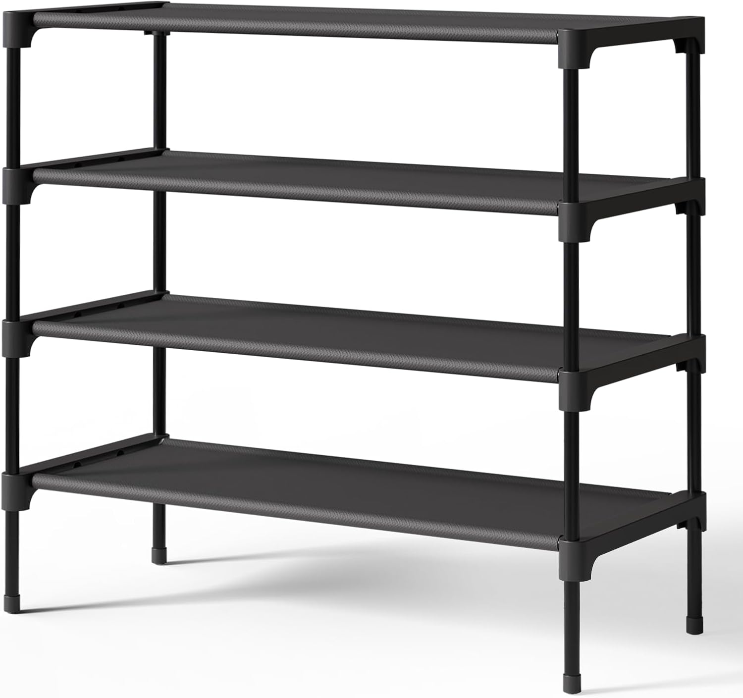 Kitsure Shoe Rack - Premium Non-Woven Shoe Rack Shelf, Shoe Organizer for Closet, Entryway, Garage & Corridor, Sturdy & Durable Long Stackable Shoe Shelves, X-Large, Black