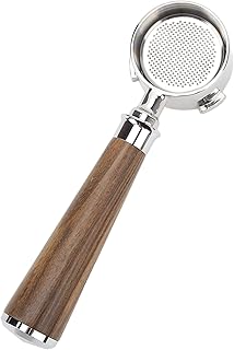 Bottomless Portafilter,3 Ears Wooden Handle Stainless Steel Espresso Coffee Filter Holder with Filter Basket for Italian EC0680 EC0685 Coffee Machines (Blackthorn)