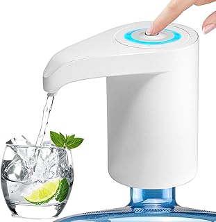 Electric Water Bottle Pump, Water Bottle Dispenser,USB Charging Drinking Water Dispenser, Universal Water Pump for 5 Gallon Water Jugs Bottles, Portable Water Dispenser for Home Camping (White)