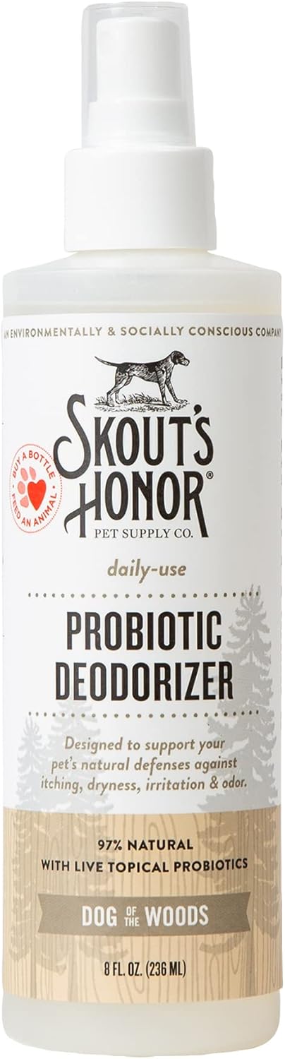 Skout's Honor Pet Deodorizer Spray- Hydrating Daily-Use with Avocado Oil & Omega-3s, Paraben & Sulfate-Free, 97% Natural, 8oz, Dog of The Woods