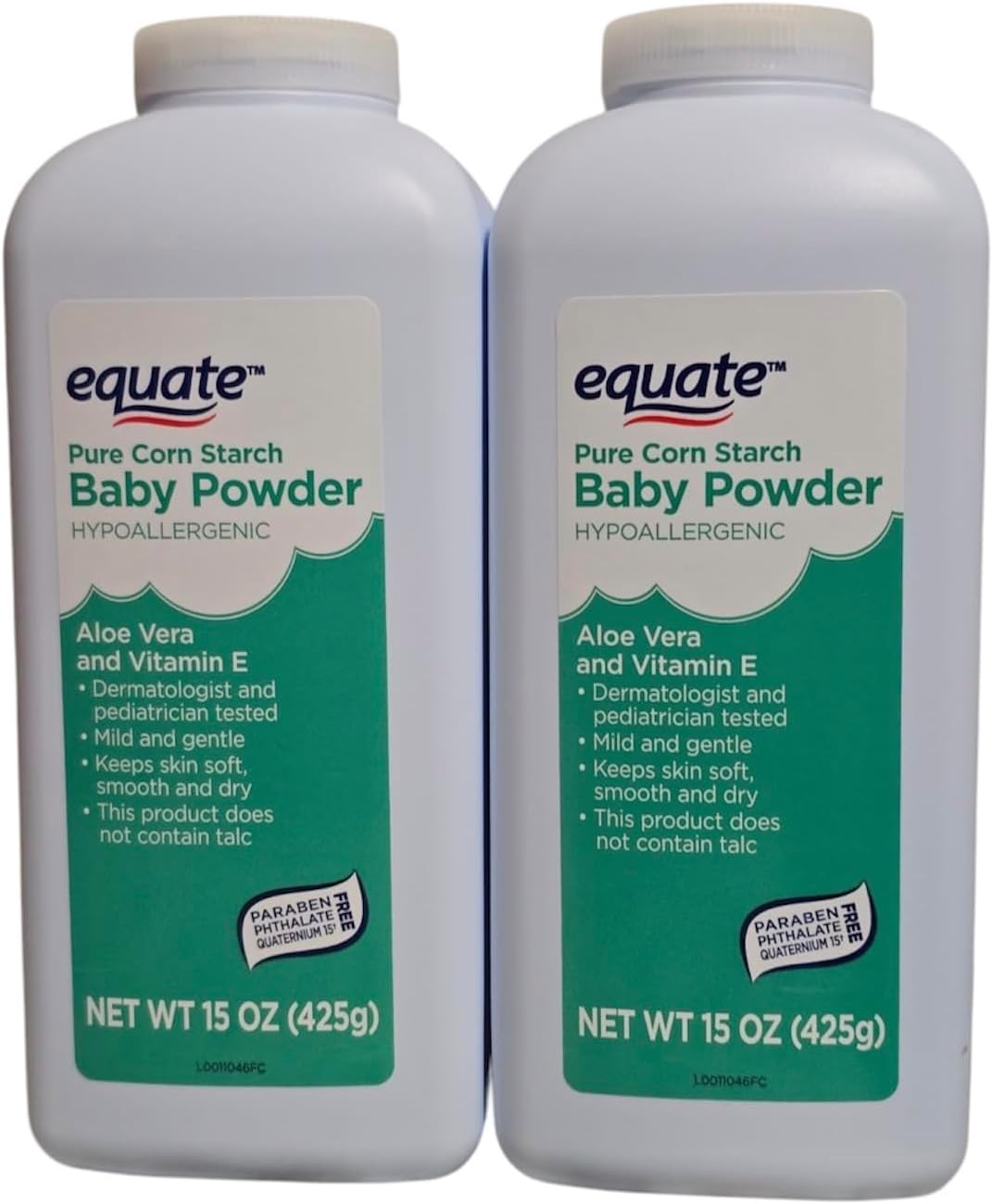 Baby Powder, Hypoallergenic, Aloe Vera, Vitamin E, 15 oz (Pack of 2)