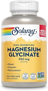 Solaray Magnesium Glycinate, New & Improved Fully Chelated Bisglycinate with BioPerine, High Absorption Formula, Stress, Bones, Muscle & Relaxation Support, 60 Day Guarantee (30 Servings, 120 VegCaps)