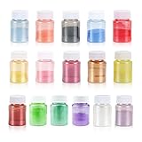 Edible Glitter, 16 Colors Luster Dust Edible, Edible Glitter Set, Edible Glitter Powder, Food Grade Cake Decorating Shimmering Glitter for Drinks, Chocolate, Candy, Chocolate - 15g/Bottle