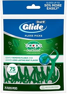 Oral-B Glide Complete Floss Picks, Dental Floss Picks, Scope Outlast, 75-ct, Toothpicks Floss Picks