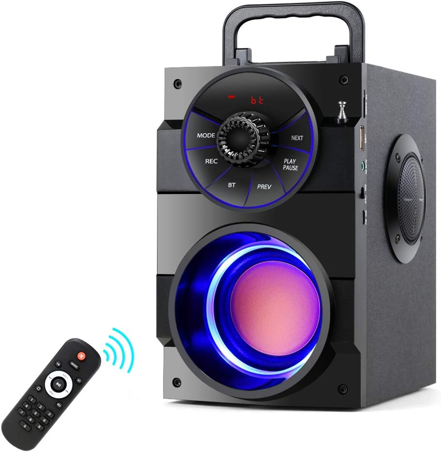 TAMPROAD Portable Bluetooth Speakers with Subwoofer Rich Bass Wireless Outdoor/Indoor Party Speakers Powerful Speaker Support Remote Control FM Radio for Phone Computer PC Home TV