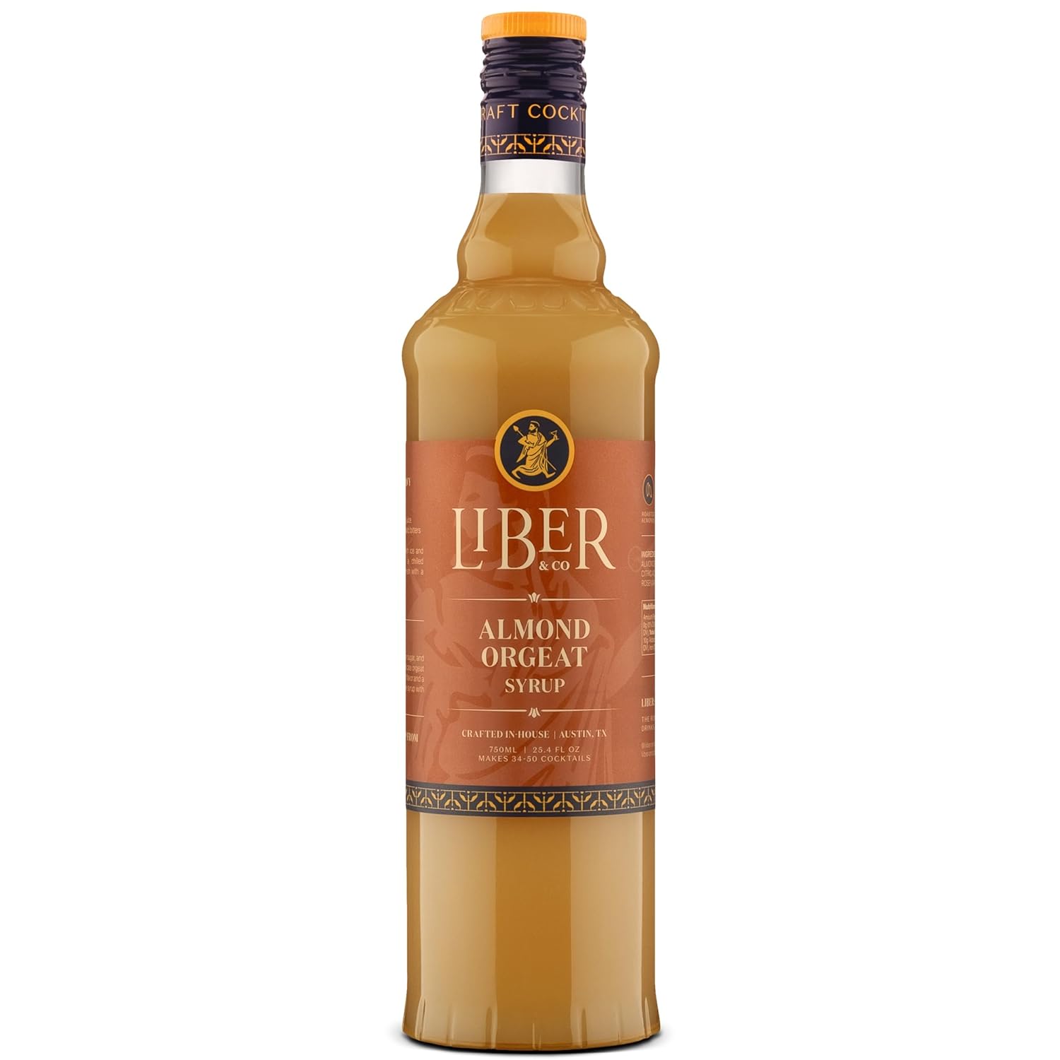 Liber & Co. Almond Orgeat Syrup - Made with California Almonds & Orange Blossom Water - Makes 50 Drinks - Essential for Authentic Mai Tais, Tiki Drinks, and Coffee (25.4 oz)