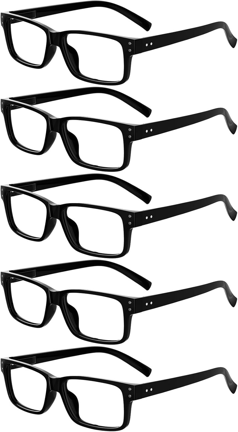 Eyekepper 5 Pack Reading Glasses for Men Spring Hinges Classic Readers