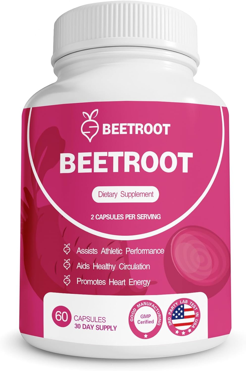 Beetroot Capsules – 1300mg Non-GMO Beet Root Powder Supplement – 60 Vegan Capsules for Natural Energy, Blood Flow & Endurance Support